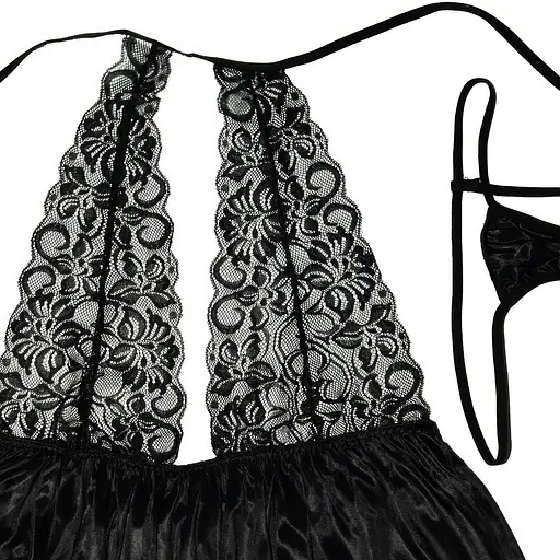 Чорний еротичний комплект великого розміру зі стрингами XL-XXL (50) Чорний - фото 5