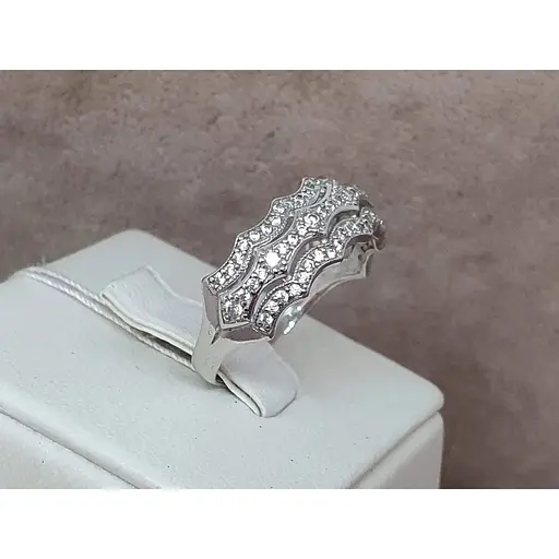 Серебряное кольцо Агни Шелест волн с фианитами. 1604/1Р-CZ 18 17 - фото 3