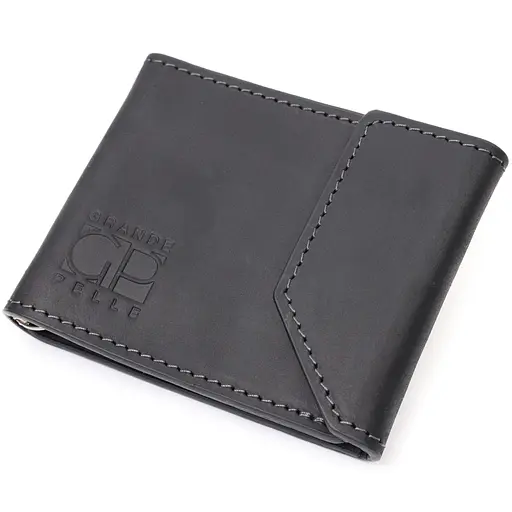 Шкіряний чоловічий гаманець Grande Pelle 10х8х0.5 см acs0026936 - фото 1