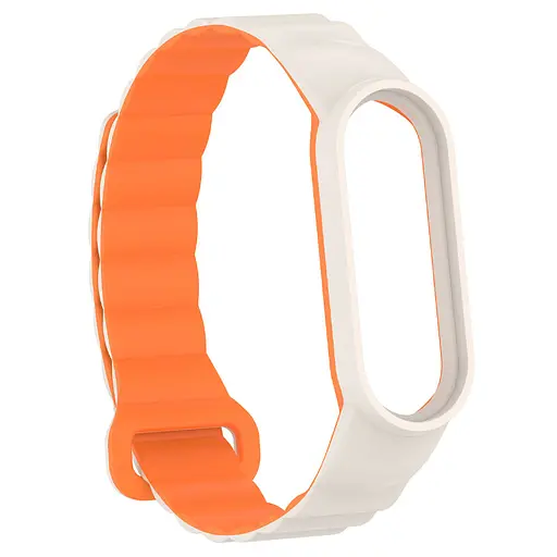 Ремешок Dual-color Magnetic для Xiaomi Mi Band 9/8/10 White/Orange - фото 3