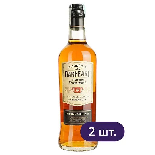 Спиртный напиток на основе рома Bacardi Oakheart Original 35% 0.5л х 2 шт. 