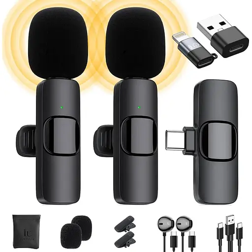 Бездротовий мікрофон IUMAKEVP Lavalier, сумісний з iPhone/iPad/телефоном Android/ноутбуком