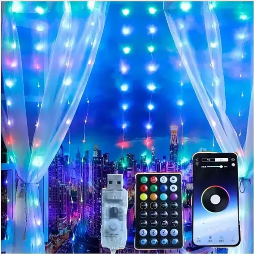 Светодиодная Smart LED Гирлянда штора 3х3 метра 200 Led Lights, WiFi+Bluetooth, IP44