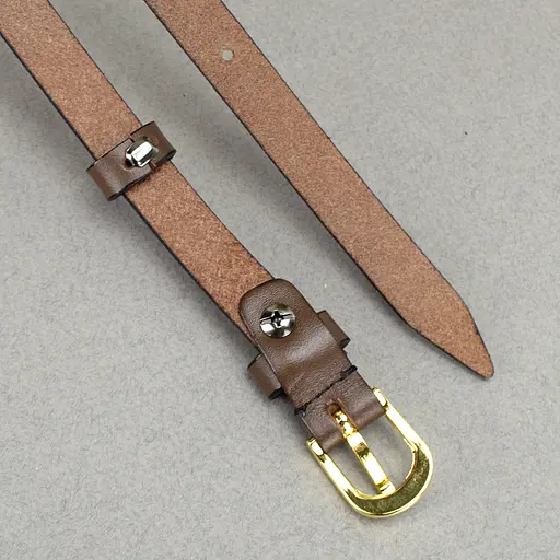 Ремень кожаный женский узкий светло-коричневый HC-1562 (130 см) - фото 5