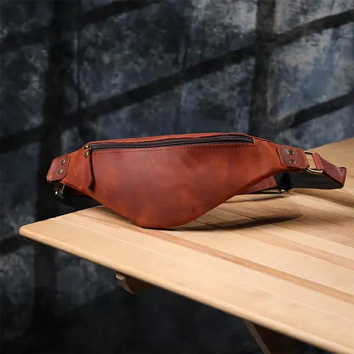 Чоловіча практична бананка із натуральної вінтажної шкіри SHVIGEL 29х11х4,5 см sum0027469 - фото 8