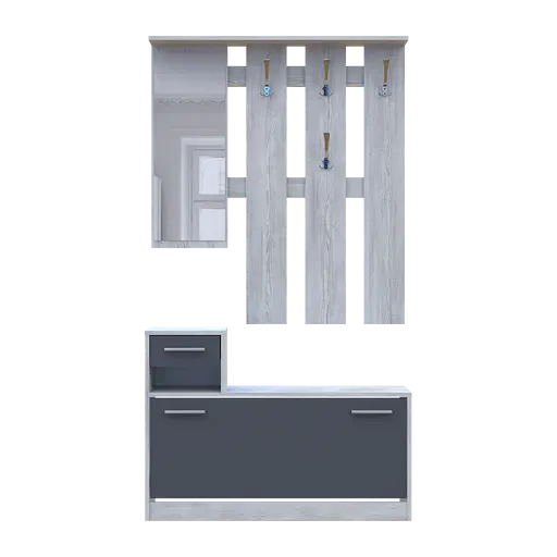 Прихожая Doros Alice Сосна Натти/Графит 1 зеркало 100х25х182.9 (44900365) - фото 5