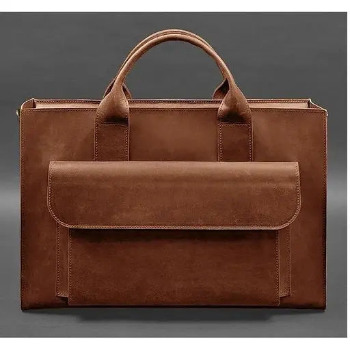 Шкіряна сумка для ноутбука та документів Універсальна світло-коричнева Crazy Horse - фото 1