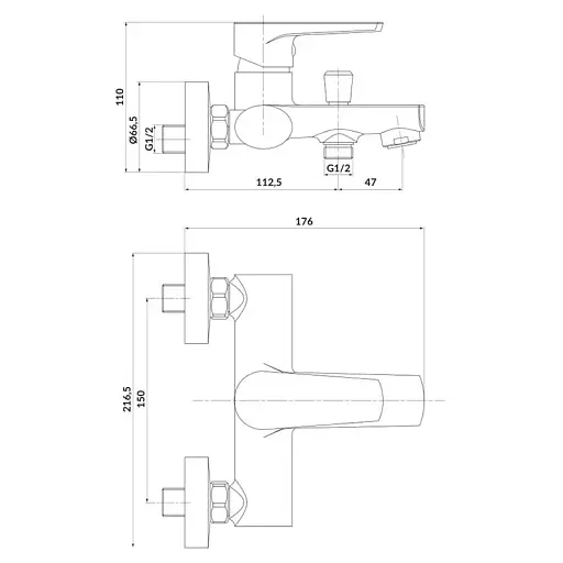 Смеситель для ванны и душа Cersanit Moduo S951-346 однорычажный Хром 30412 - фото 2
