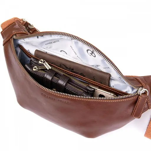 Жіноча шкіряна сумка-бананка Grande Pelle 11х26х7 см sum0026378 - фото 2