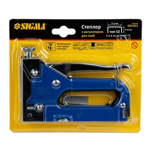 Степлер Sigma с регулятором для скоб 4-14мм (синий) (2821011) - фото 7