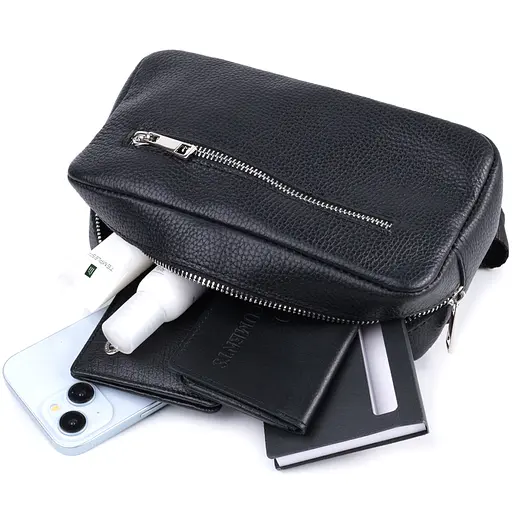 Чоловіча сумка-бананка із натуральної шкіри флотар SHVIGEL 22х11,5х5,5 см sum0026998 - фото 8