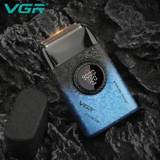 Електробритва VGR V-377 шейвер подвійне лезо з регулюванням потужності LED-дисплей 5 Вт Синій - фото 4