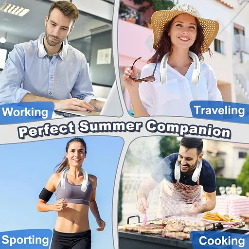 Портативный шейный вентилятор COZII без лопастей 4 скорости - фото 4