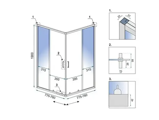 Душевая кабина Rea City 80x80 black REA-K6448, Черный матовый, Универсальная, прозрачная - фото 6