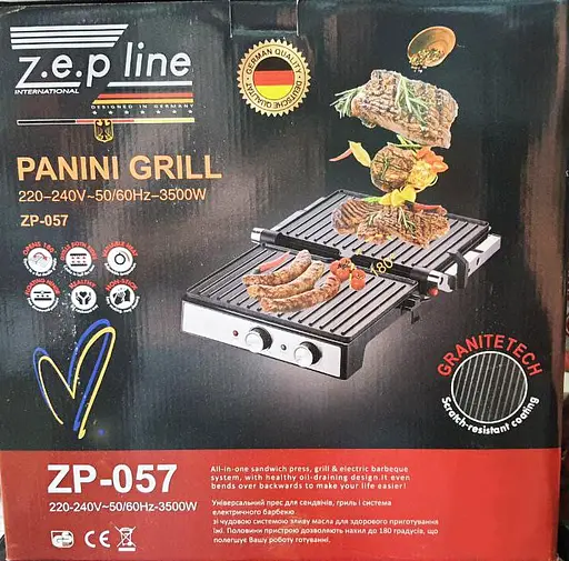 Прижимной контактный электрический гриль Zepline ZP-057 двухсторонний 3500 Вт - фото 5