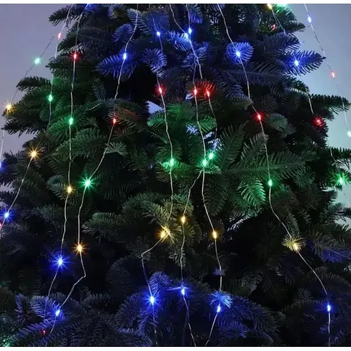 Новогодняя конусная гирлянда 3 м 10 нитей 300 LED лампочек Цветная - фото 1