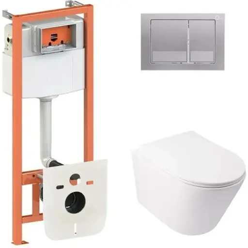 Набір Q-tap Nest 4 в 1 підвісний унітаз Swan Ultra Quiet 485x360x320 + комплект інсталяції QT16335179W45149 - фото 1