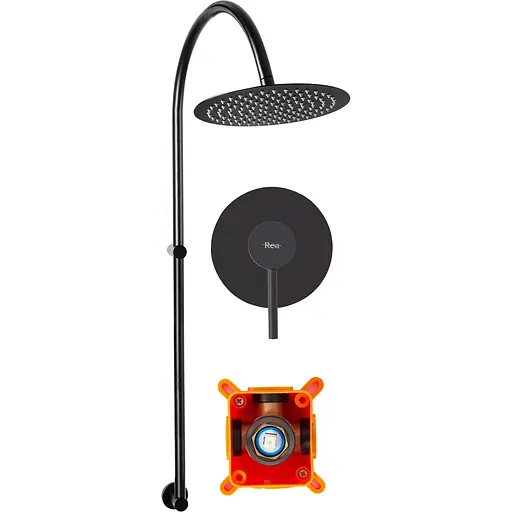 Душова система Rea Lugano black + BOX чорний матовий REA-P9301, Чорний матовий - фото 1