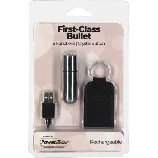 Віброкуля PowerBullet First-Class Bullet 2.5″ з Key Chain Pouch Silver 9 режимів вібрації - фото 6