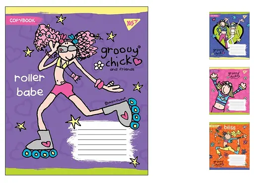 Зошити учнівські 12 аркушів лінія. YES GROOVY CHICK, 25 шт. в упаковці