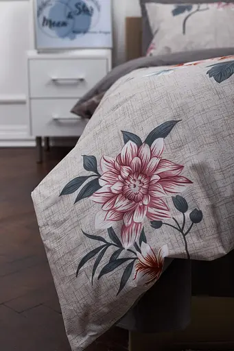 Комплект постельного белья Moon&Star полуторный 143х210 наволочки 2х70х70 Flowers Gray Бязь Gold Люкс - фото 4