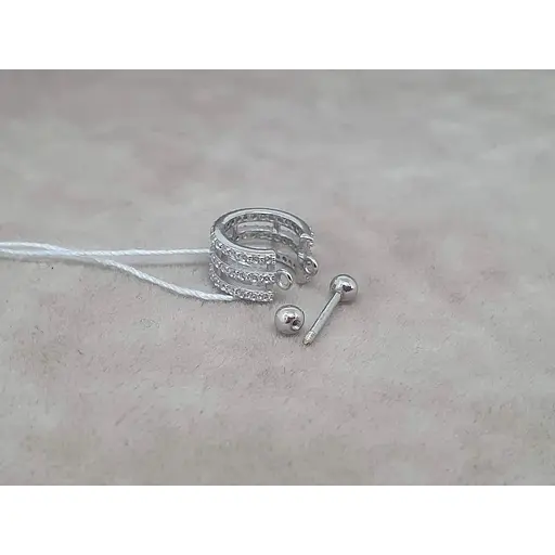 Серебряная серьга кольцо для пирсинга хеликса Ирий со штангой. 40081ШТ - фото 5