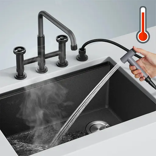 Змішувач для кухні змінюючий колір Kraus Urbix KPF-3125MBGRCC Чорний матовий - фото 4