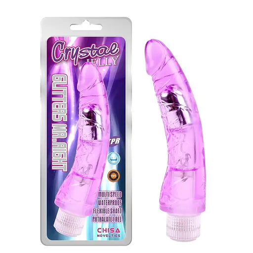 Вибратор Crystal Jelly Glitters Mr.Right 22.5 см фиолетовый - фото 2