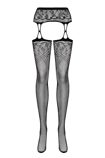 Панчохи з поясом Obsessive S206 S/M/L чорний - фото 3