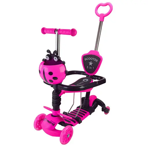 Самокат детский 3-х колесный Scooter Children's SC2501(Pink) 3в1 светящиеся колеса, розовый