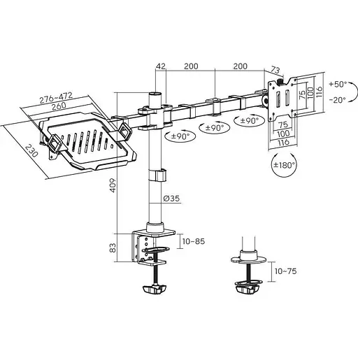 Настільне кріплення для монітора Officepro MA113B 17 - 49` Black [148287] - фото 12