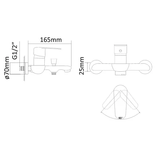 Змішувач для ванни хром 35 мм Rj Fly RBZ084-3 Хром - фото 2