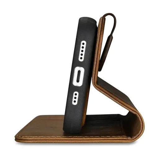 Чохол-книжка iCarer Oil Wax Чохол 2in1 Чохол для iPhone 14 Pro Max Шкіряний фліп-обкладинка Anti-RFID коричневий - фото 7