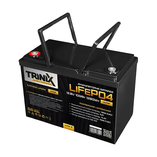 Акумуляторна батарея літій-залізо-фосфатна 12.8В 100А*год Trinix TLFP-12100 Ultra LiFePO4 з Bluetooth (Black) (44-00085) - фото 2