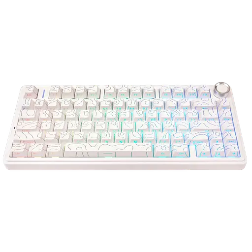 Клавиатура беспроводная Aula F75 RGB Side Printed Contours White - фото 3