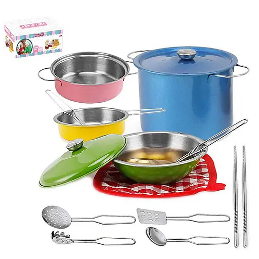 Набір посуду, каструлі, сковорідки, кухонний набір, метал, прихватка, 25x10.5x15.5 см