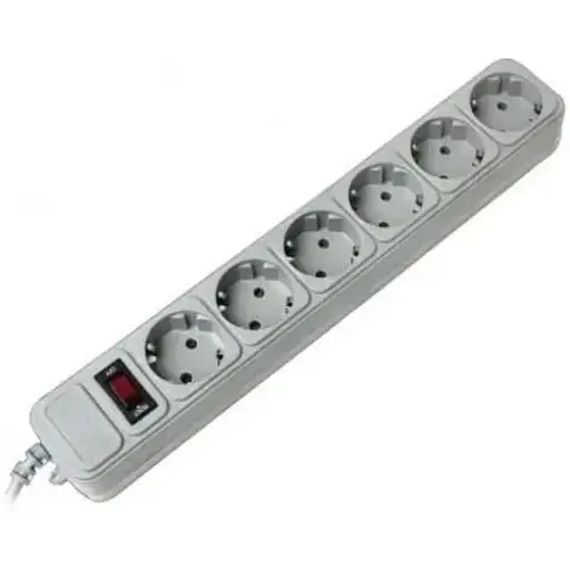 Фильтр сетевой Gembird, 6 розеток, 3 м, Grey, 10А, до 2.5 кВт, выключатель, заземление, 3x0.75 мм² (SPG6-G-10G) - фото 1