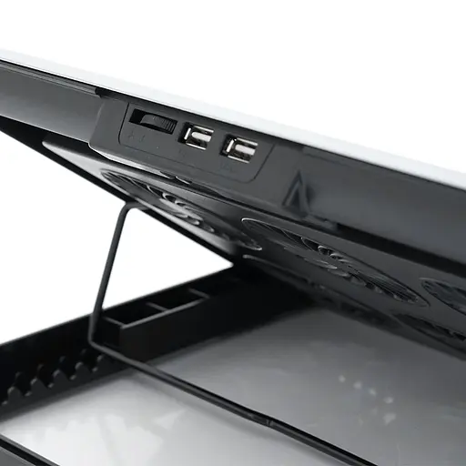 Підставка під ноутбук IceCoorel A19, 10-15.6", 6 * 60mm 580±10% RPM, корпус пластик + алюміній, 2xUSB 2.0, 350x225x26mm, Silver, Box, Q20 - фото 3