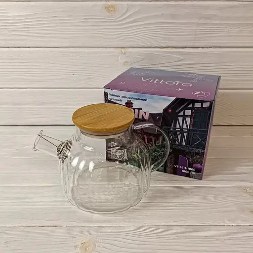 Чайник заварочный стеклянный Vittora Lupin 1000 мл VT-5511-1000 (146632) - фото 3