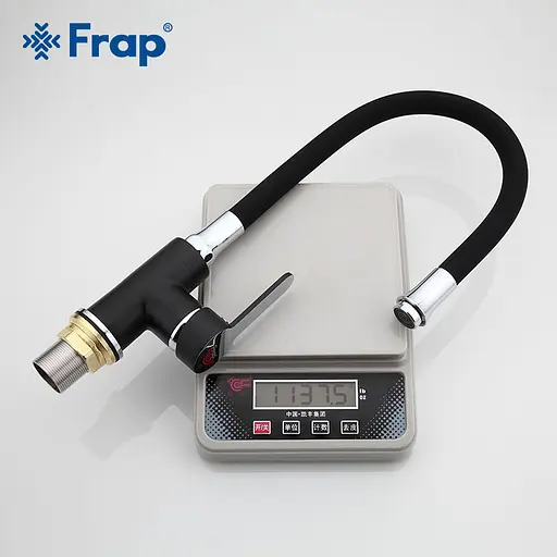 Смеситель для кухни гибкий излив U гайка черный/хром Ø35 Frap 1/10 F4042 Черный матовый - фото 6