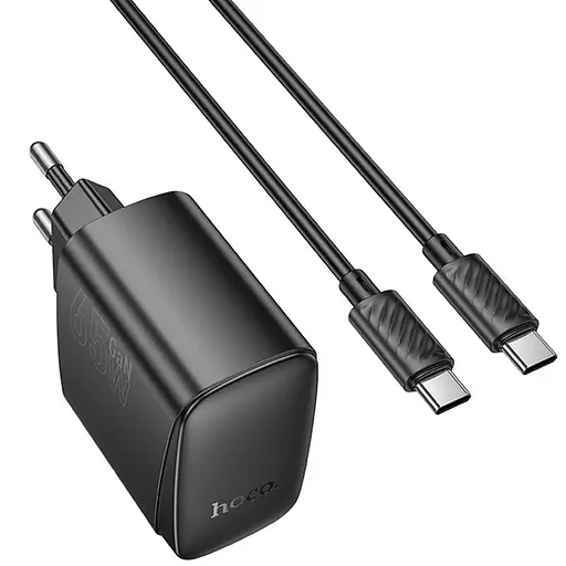 МЗП Hoco CS63A Bright PD65W (1USB-A/1C) + кабель Type-C to Type-C Black - фото 2