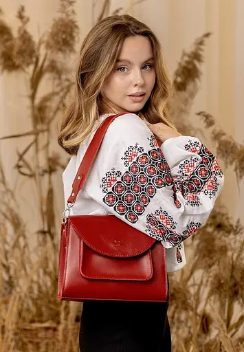 Жіноча шкіряна сумка Liv червоний краст - фото 3