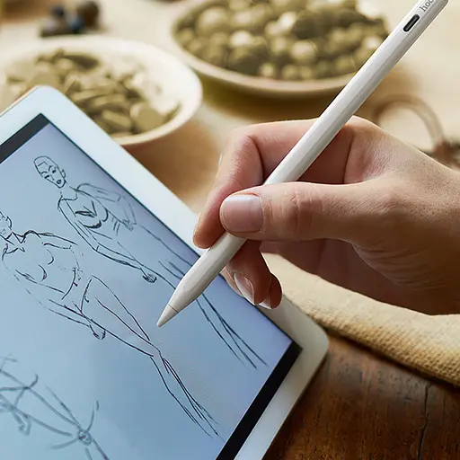 Стилус Hoco GM112 Intelligent anti-lost active capacitive pen with digital display for iPad White - фото 7