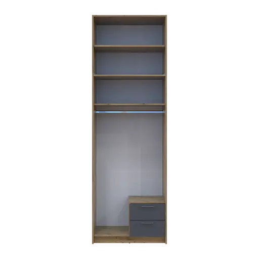 Шафа для одягу Doros Ронді з високою антресолею Дуб Артізан/Графіт 2 ДСП 82х52х260 (42005186) - фото 5