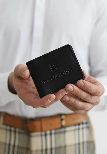 Универсальная кожаная обложка для удостоверения Черная - фото 1