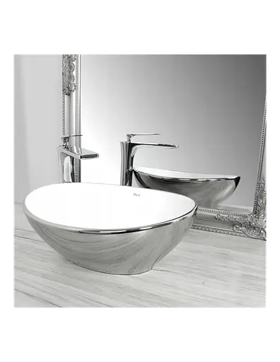 Умивальник Rea Sofia silver/white накладний REA-U0420, Хром - фото 4
