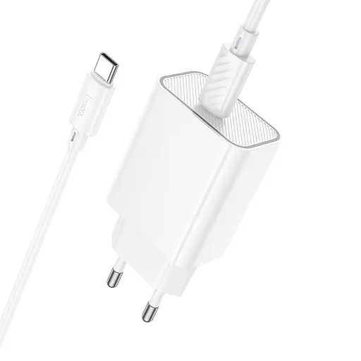 МЗП Hoco C143A Benefit PD20W (1USB-C) + кабель Type-C to Type-C White - фото 6