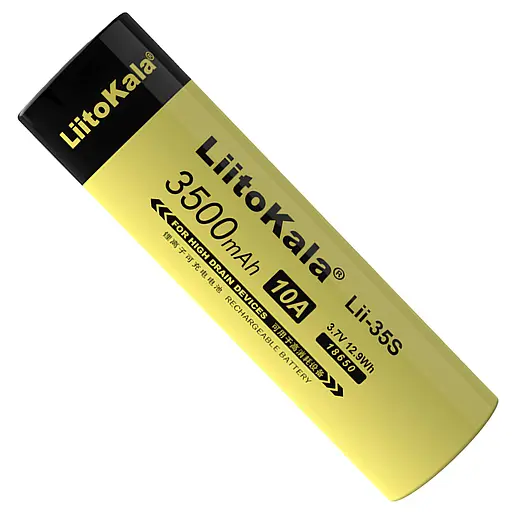 Акумулятор високотоковий LiitoKala Lii-35S. 3500 mAh 10A Li-Ion. Плоский плюс