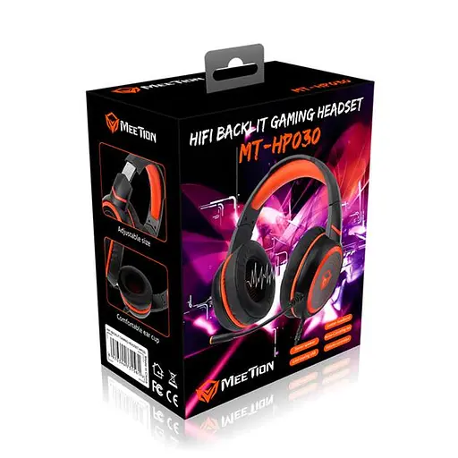 Дротова ігрова гарнітура Meetion Gaming Backlit HiFi MT-HP030, USB, 2.2m, black - фото 6