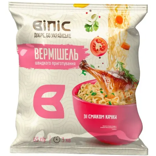 Вермішель швидкого приготування Віліс зі смаком качки 65 г - фото 1